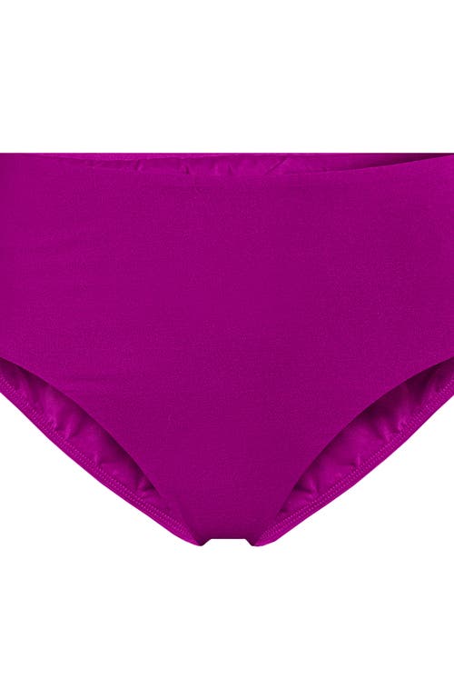 Lands' End Plus Size Mid Rise Classic Bikini Bottoms In Crimson Rose