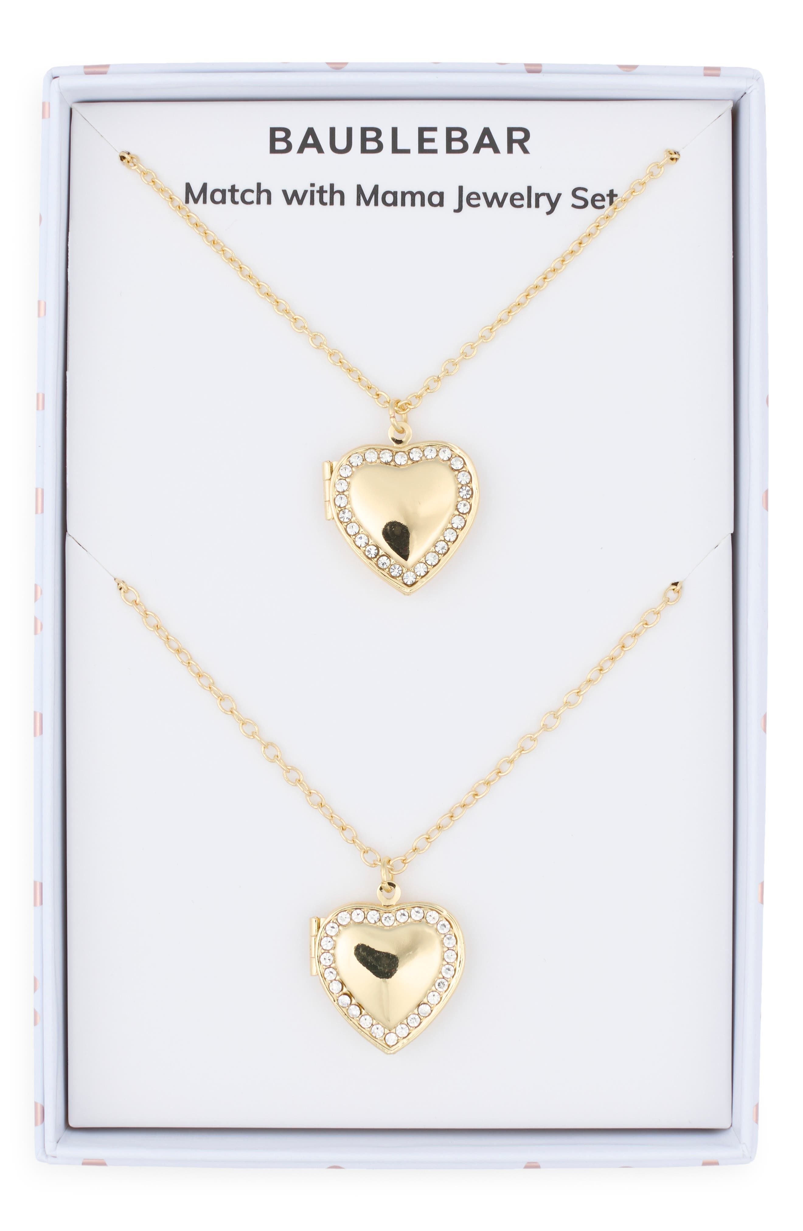 BaubleBar Set of 2 Match with Mama Heart Locket Necklaces