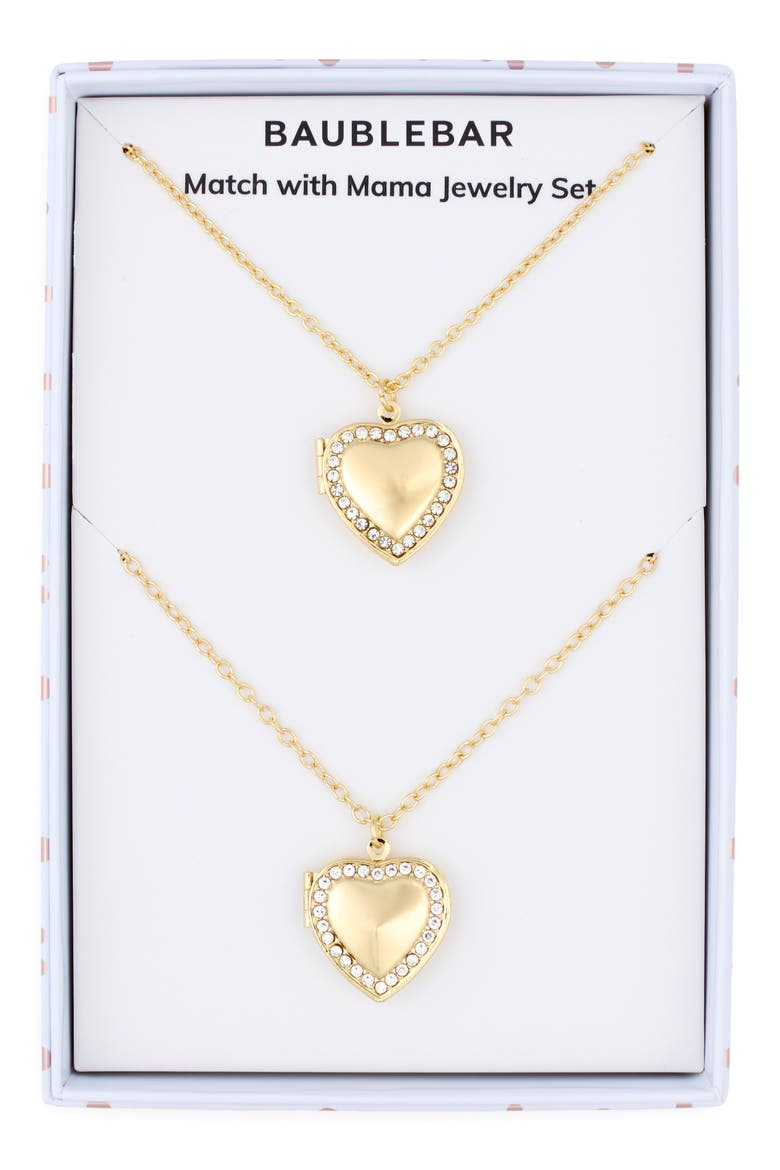 Set of 2 Match with Mama Heart Locket Necklaces, Main, color, GOLD
