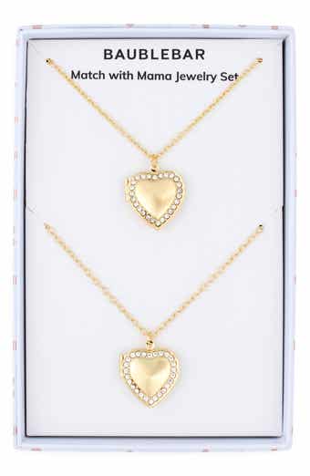 BaubleBar Set of 2 Match with Mama Heart Locket Necklaces