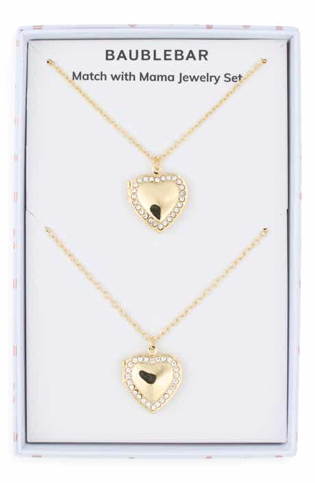 BaubleBar Set of 2 Match with Mama Heart Locket Necklaces