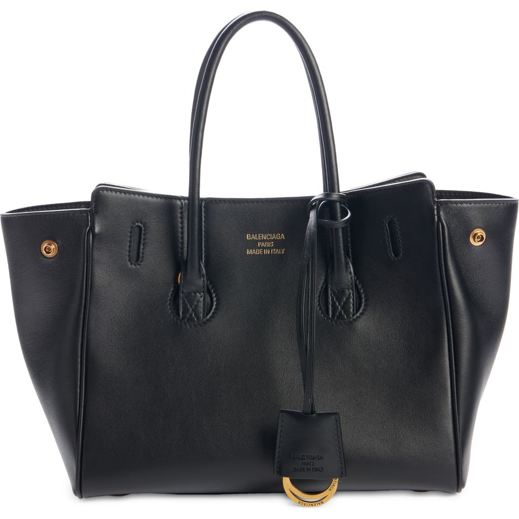 Balenciaga Mini Hampton Leather Tote In Black