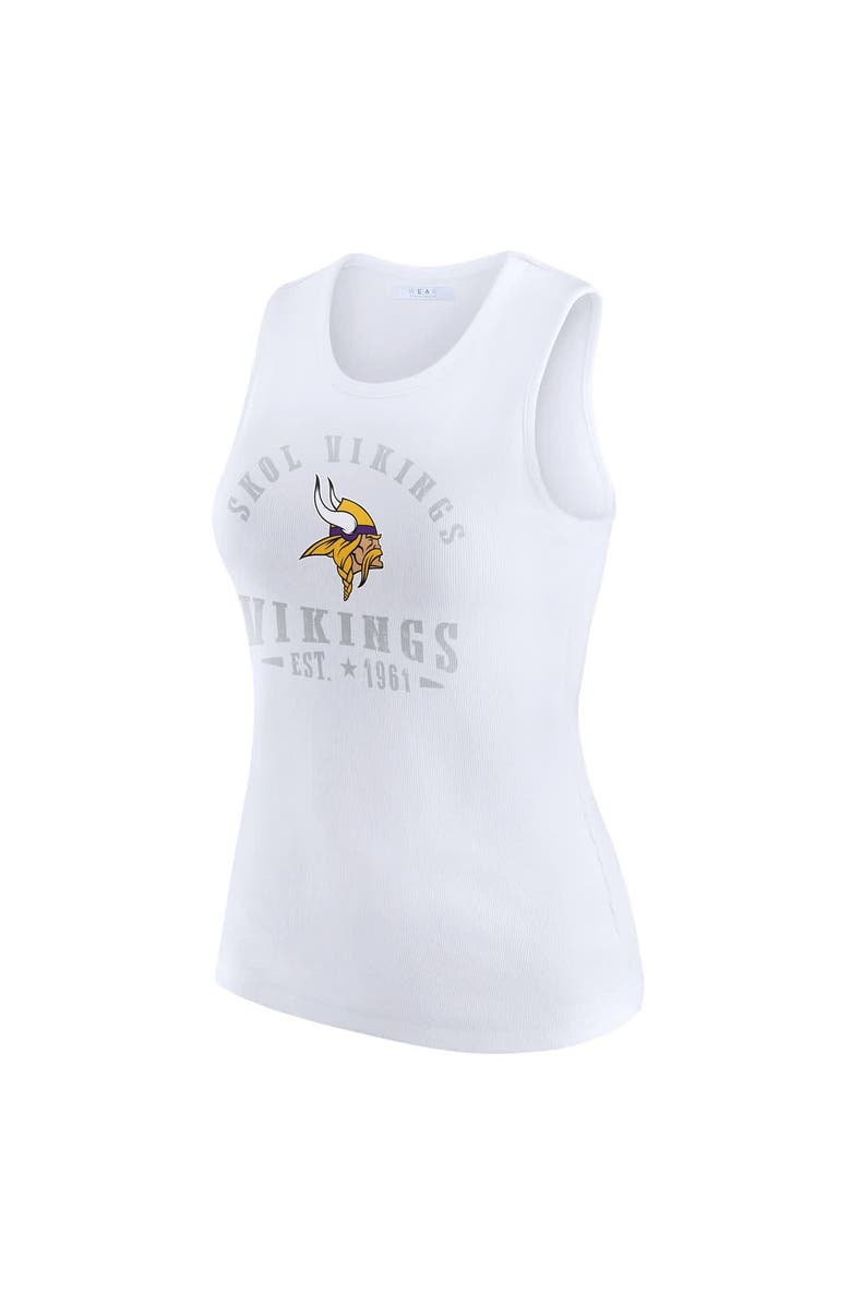WEAR by Erin Andrews Women's WEAR by Erin Andrews White Minnesota Vikings Ribbed Graphic Tank Top, Alternate, color, White