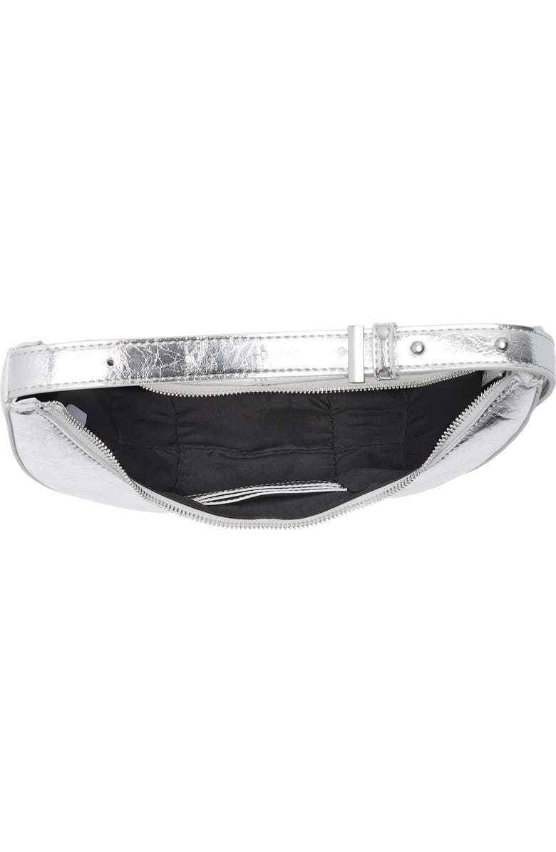 BCBG Skinny Crescent Mini Hobo Bag, Alternate, color, Silver