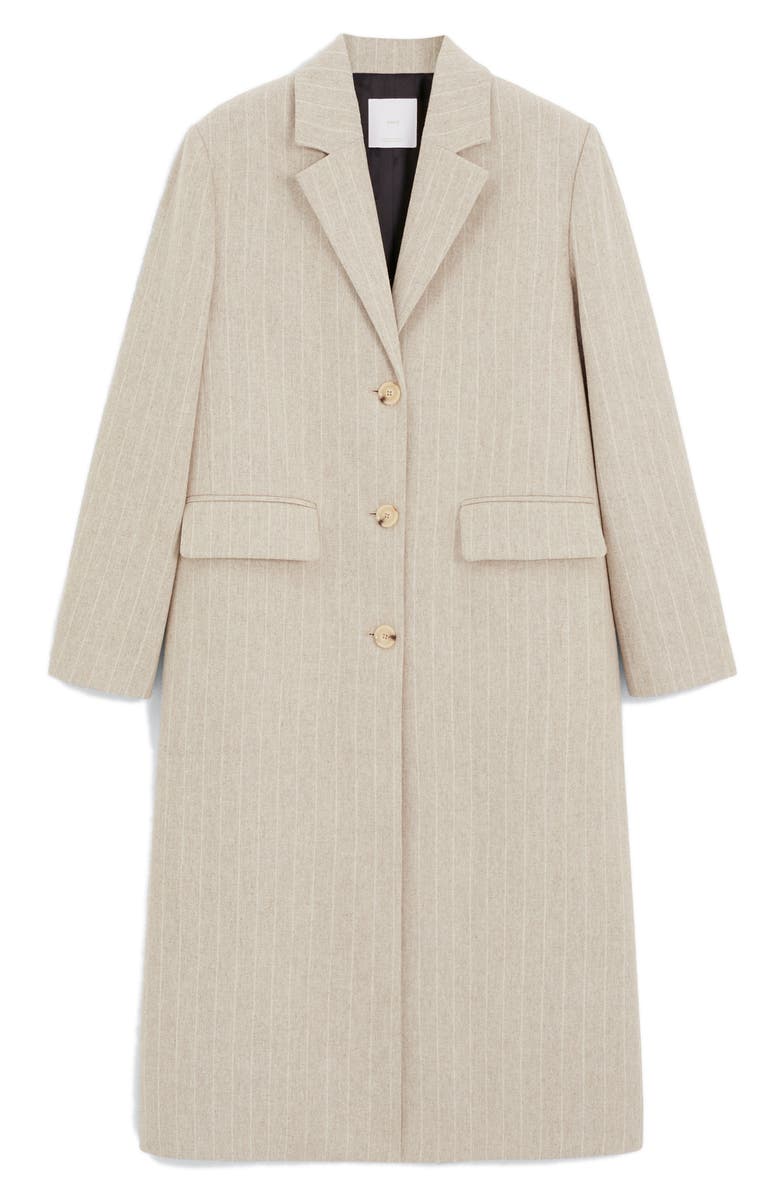 MANGO Pinstripe Wool Blend Coat, Alternate, color, 
