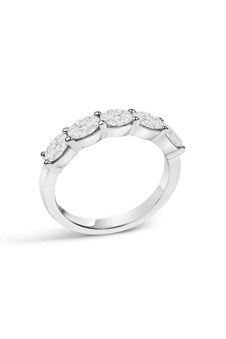 14K White Gold 1 1/4 Cttw Lab Grown Oval East West Band Ring, Alternate, color, White Gold