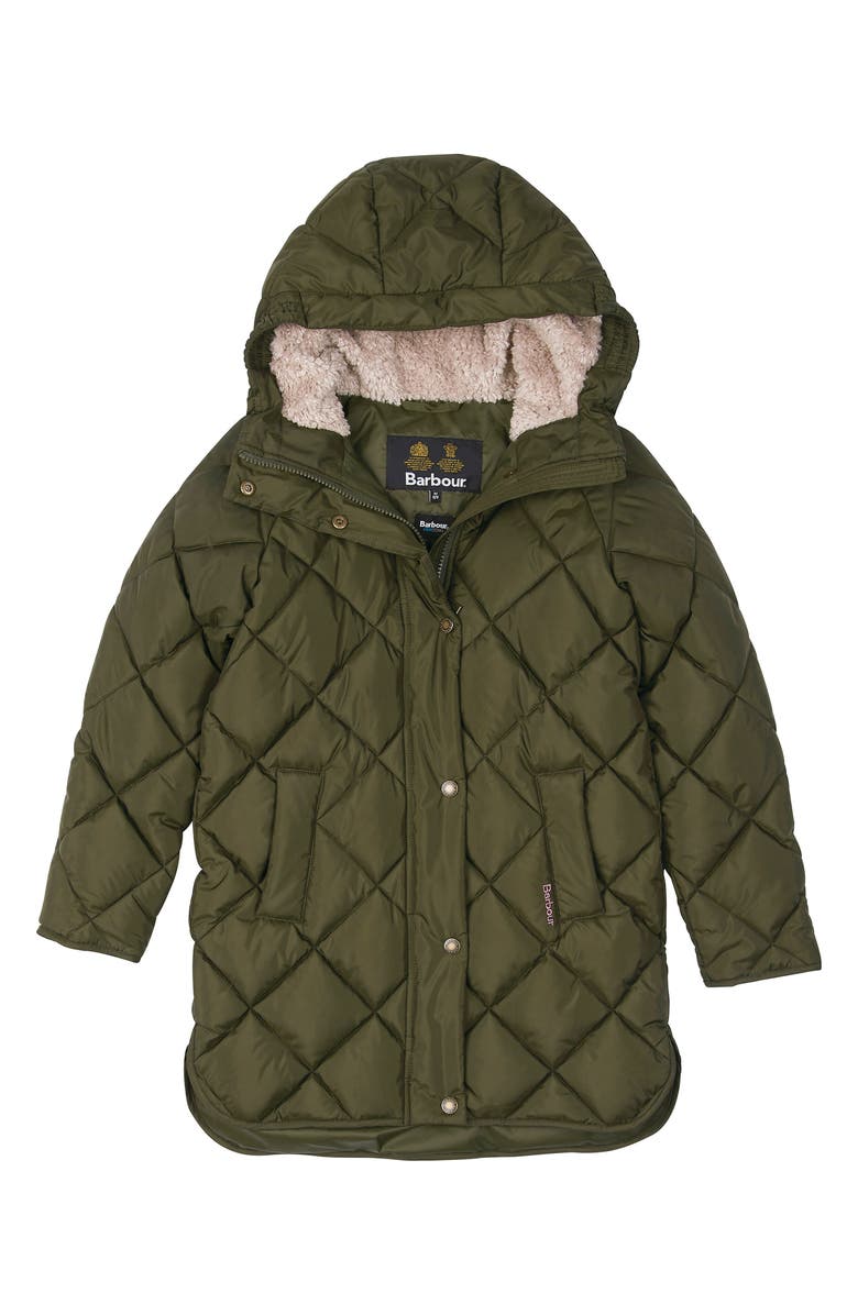 Barbour Kids' Sandyford Quilted Jacket with Faux Fur Lined Hood, Main, color, 