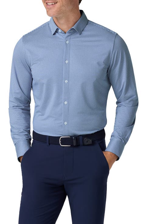 Halyard Trim Fit Gingham Button-Up Shirt