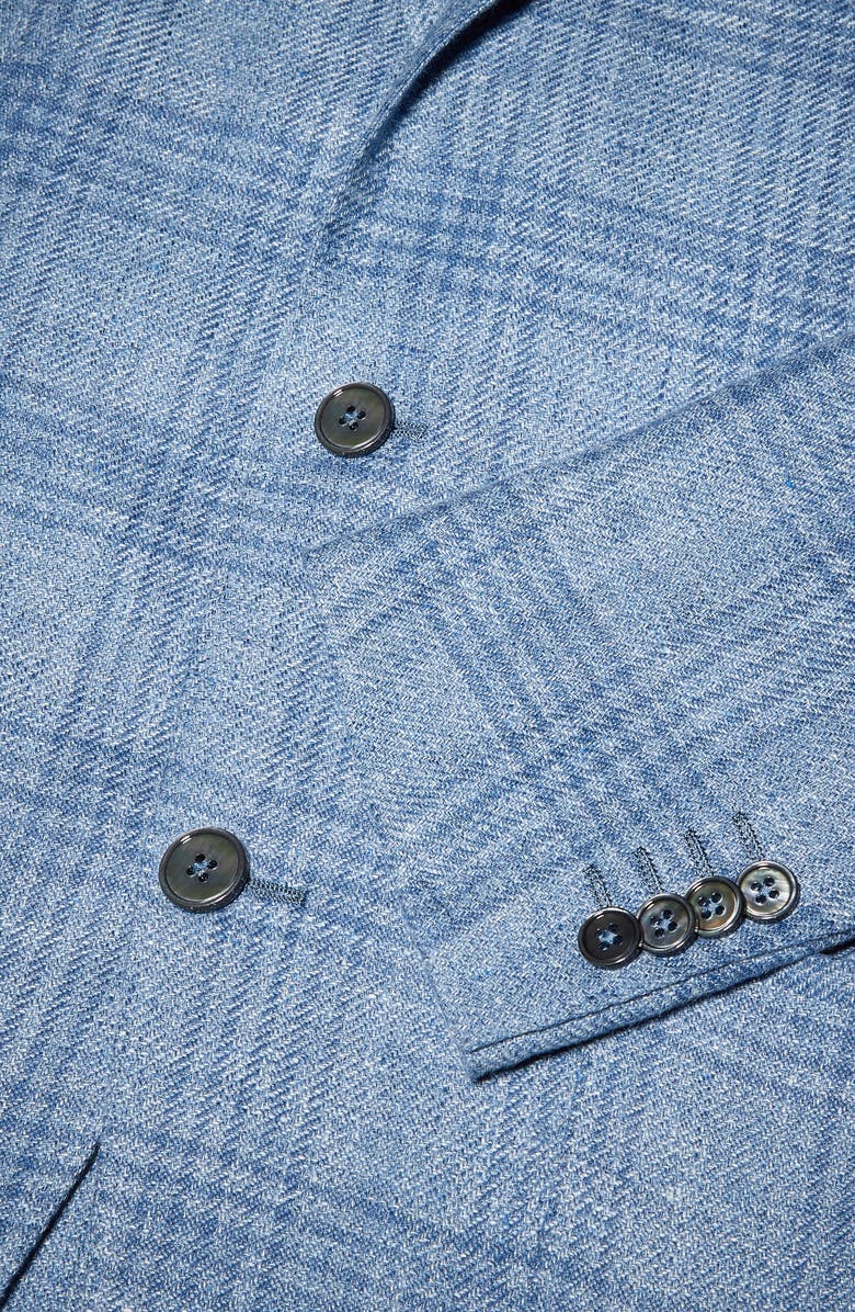 ZEGNA Fairway Crossover Plaid Linen Blend Sport Coat, Alternate, color, Sky Blue