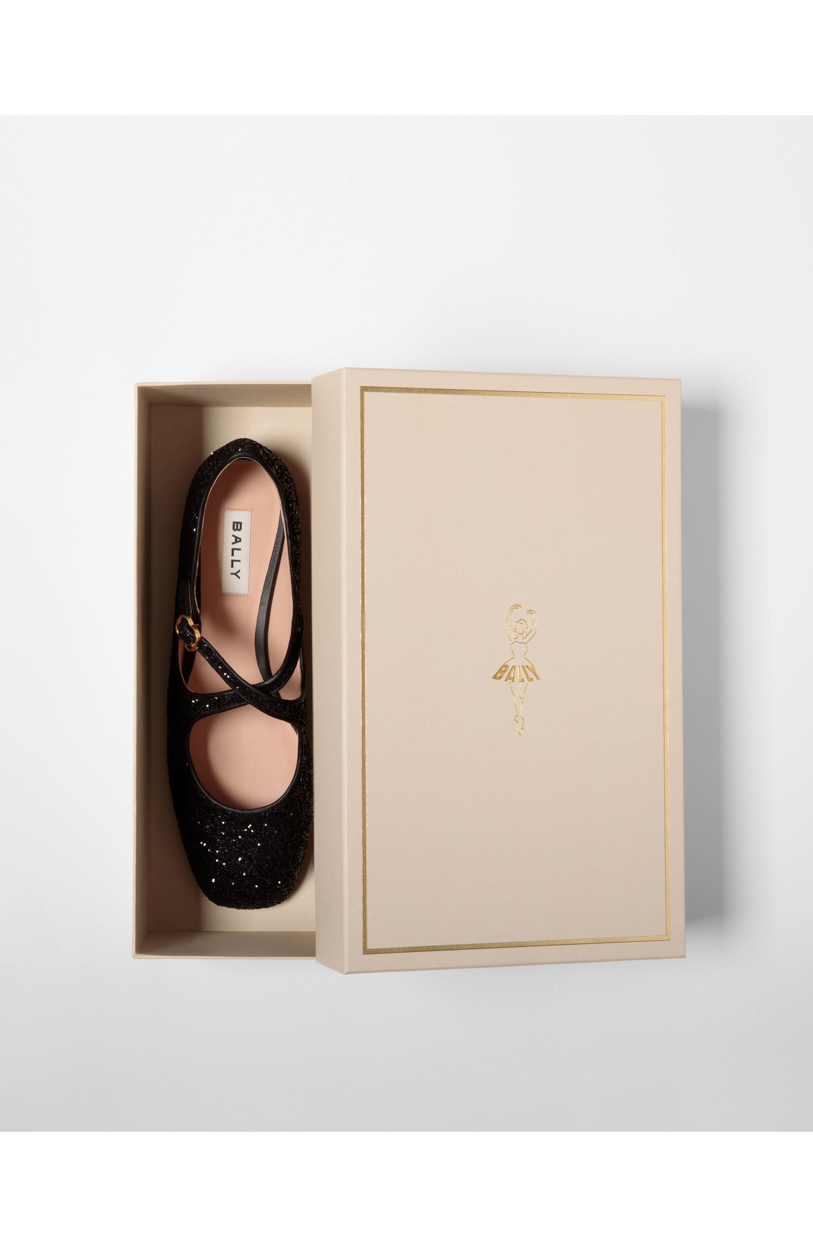 Bally rina Flat In Glitter with Leather Lining, Alternate, color, 