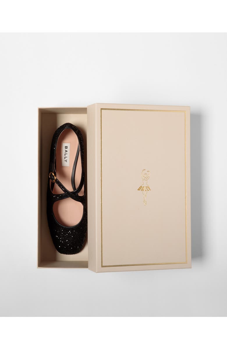 Bally rina Flat In Glitter with Leather Lining, Alternate, color,