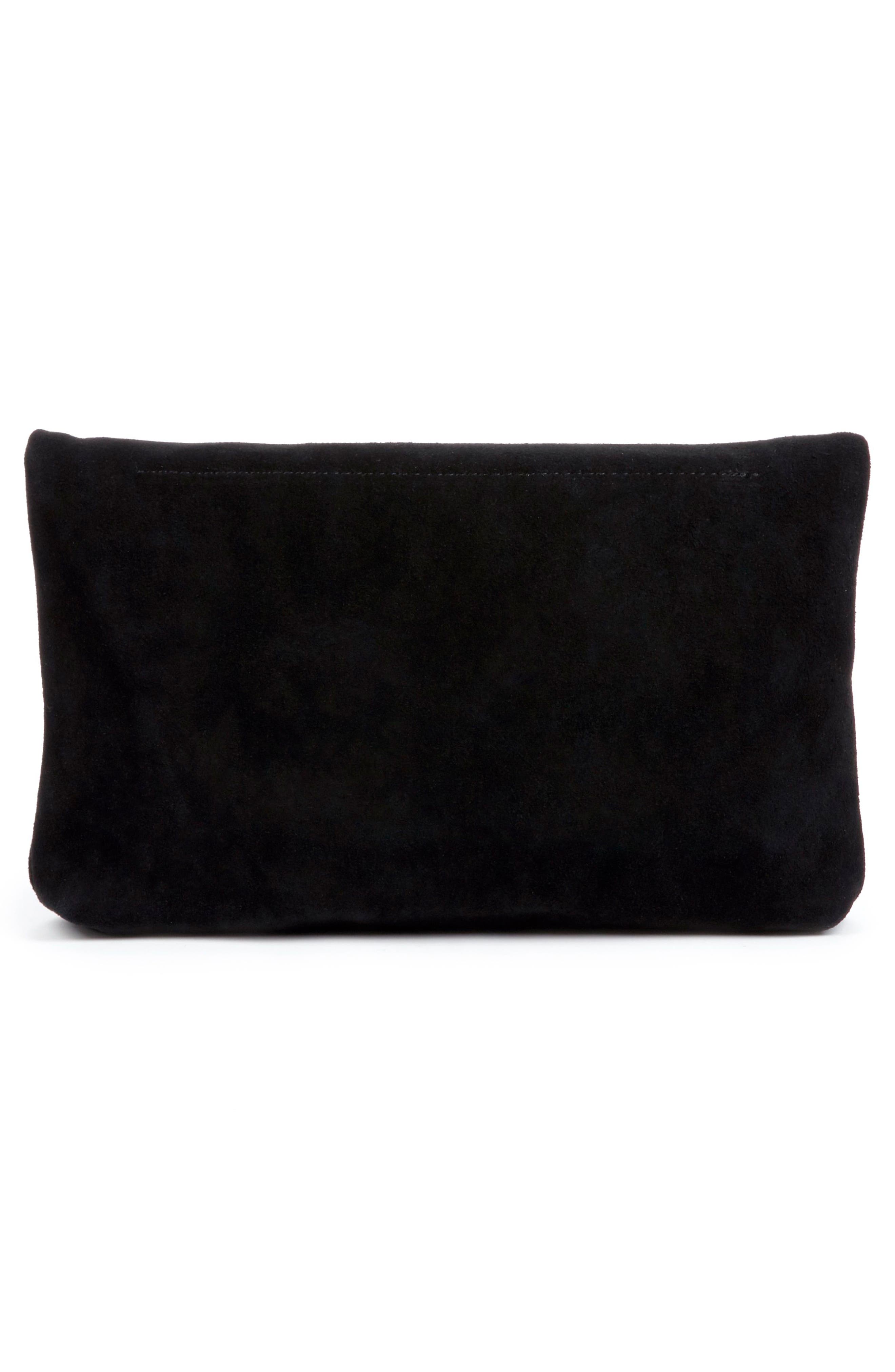 Sole Society Suede Foldover Clutch, Alternate, color, 