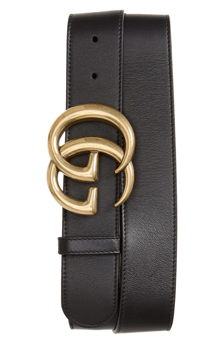 Gucci GG Logo Leather Belt, Main, color,