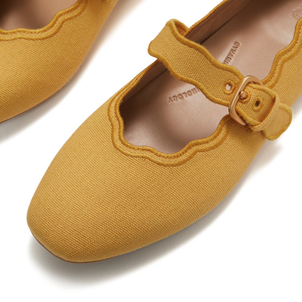 Delicato  Wave Edge Canvas Mary Janes, Alternate, color, Turmeric