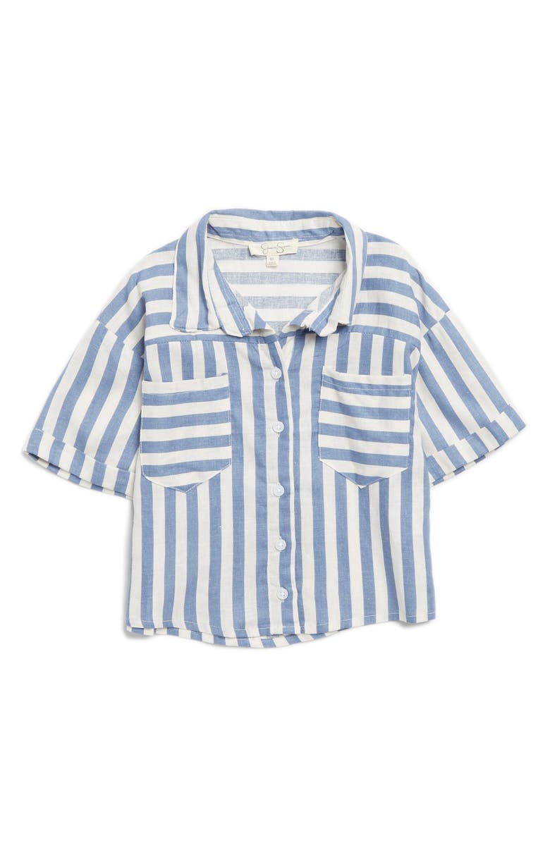 Jessica Simpson Kids' Stripe Pocket Button-Up Top, Main, color,