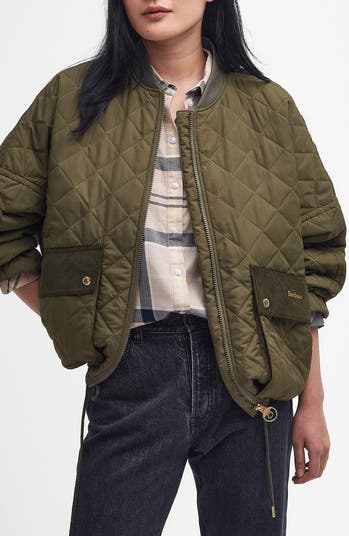 Olive green barbour quilted jacket best sale