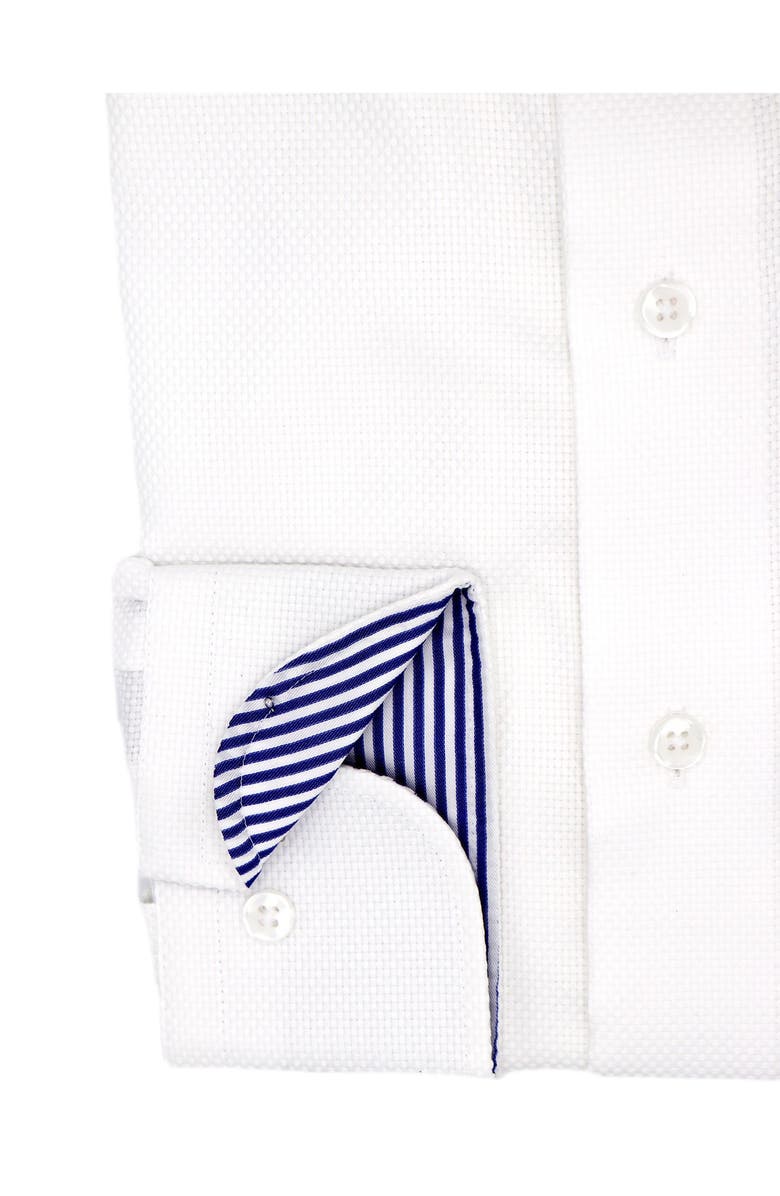 Lorenzo Uomo Textured Solid Non-Iron Trim Fit Dress Shirt, Alternate, color, White