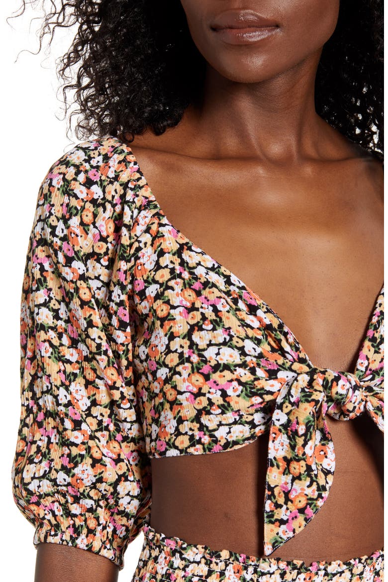 Good Girls Tie Front Crop Top, Alternate, color, MULTI