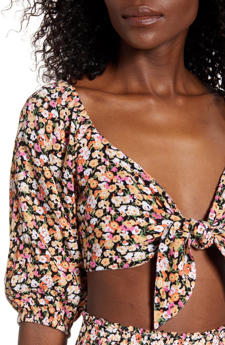 MINKPINK Good Girls Tie Front Crop Top, Alternate, color, 