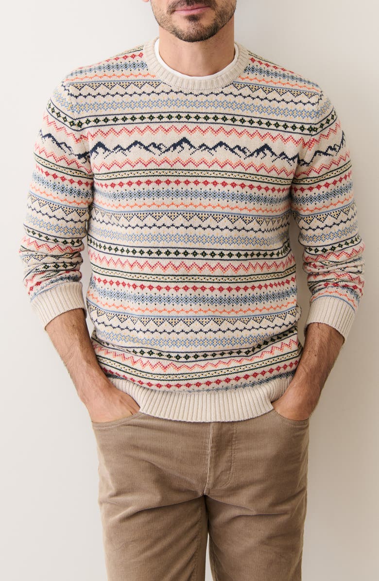 Marine Layer Fair Isle Organic Cotton Blend Crewneck Sweater, Main, color,