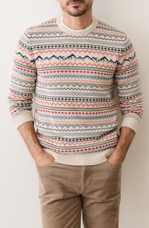 Fair Isle Organic Cotton Blend Crewneck Sweater