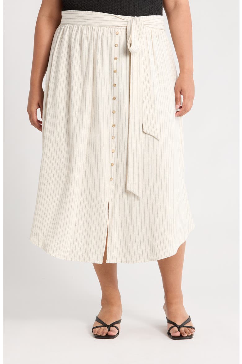 Stripe Pull-On Skirt, Main, color, LINEN