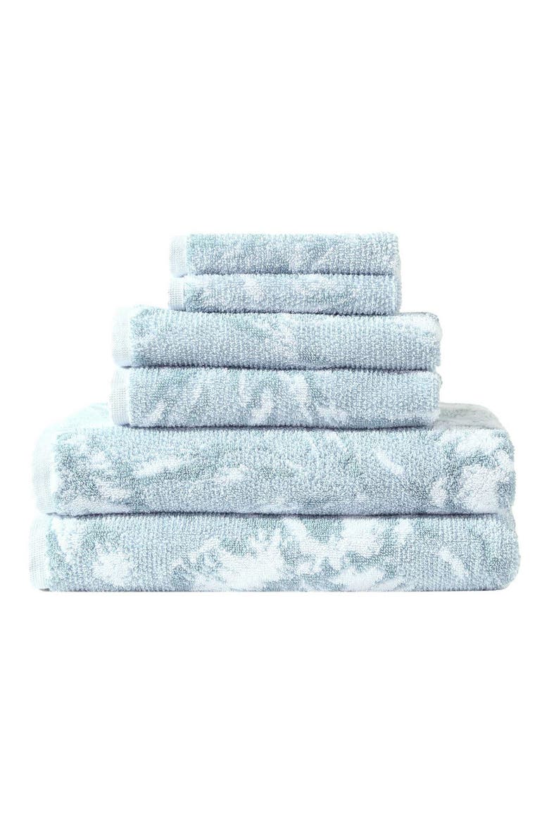 Shadow Hibiscus 6-Piece Towel Set, Main, color, LT-PASTEL BLUE