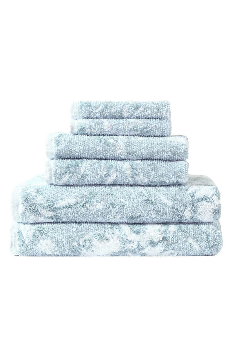 Tommy Bahama Shadow Hibiscus 6-Piece Towel Set, Main, color, Lt-Pastel Blue