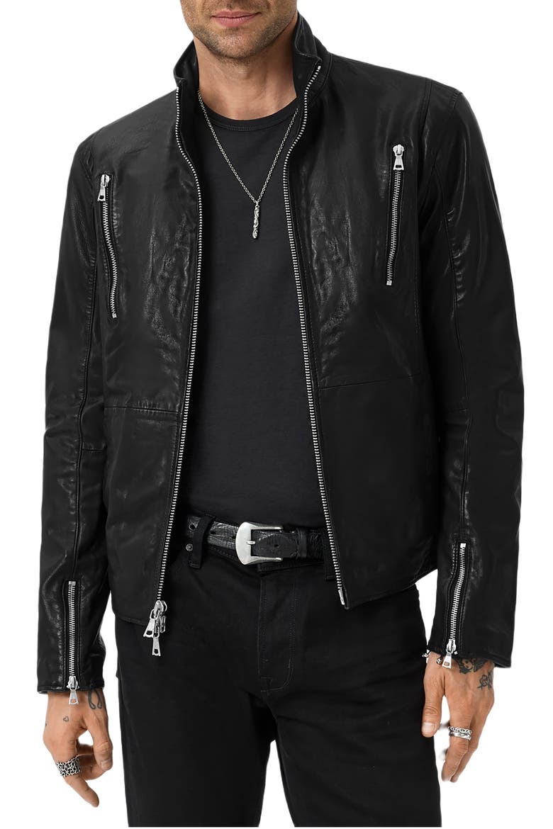 Jared Leather Racer Jacket, Main, color, BLACK