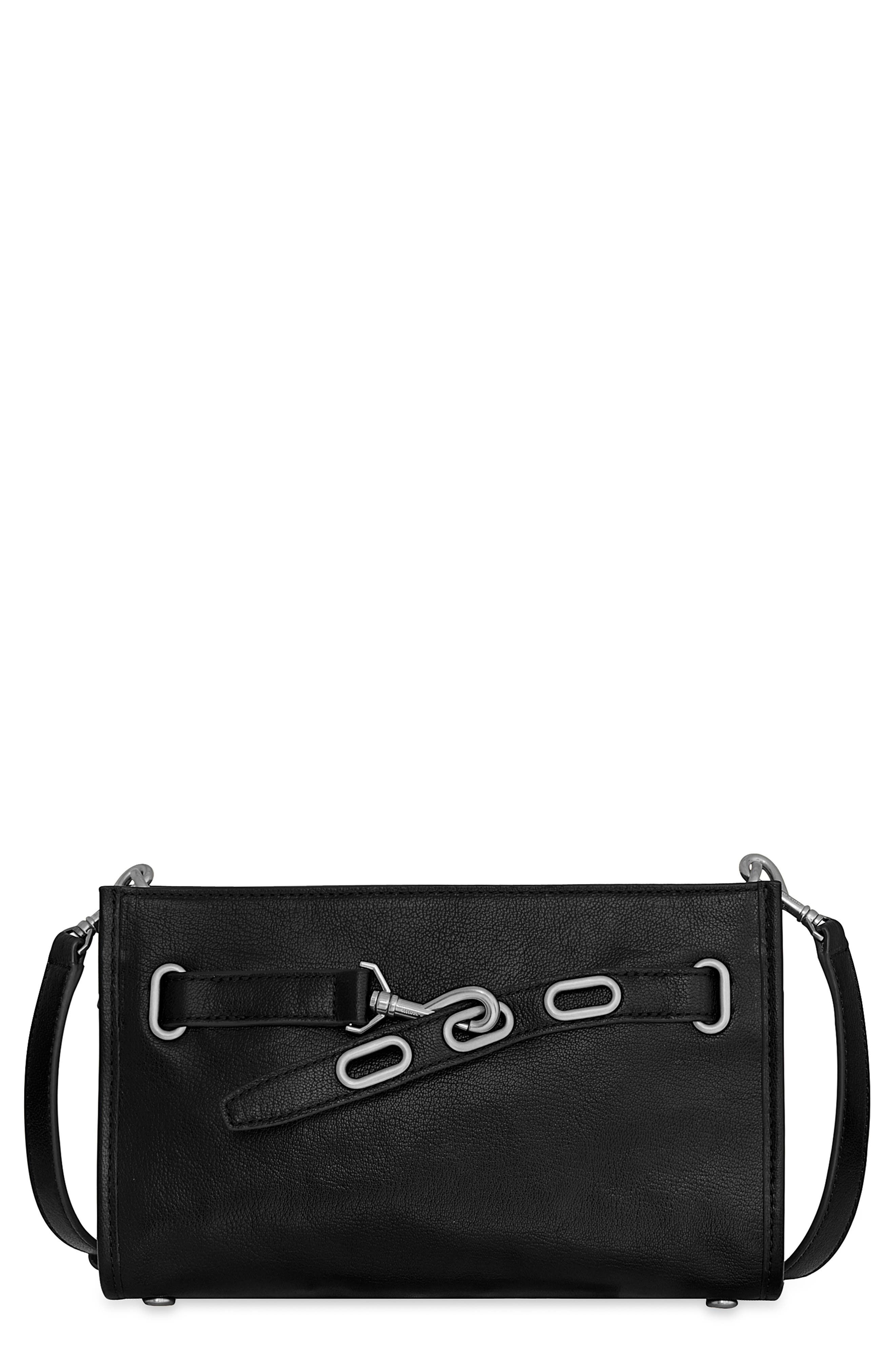Rebecca Minkoff Crosby Leather Crossbody Bag, Main, color, Black