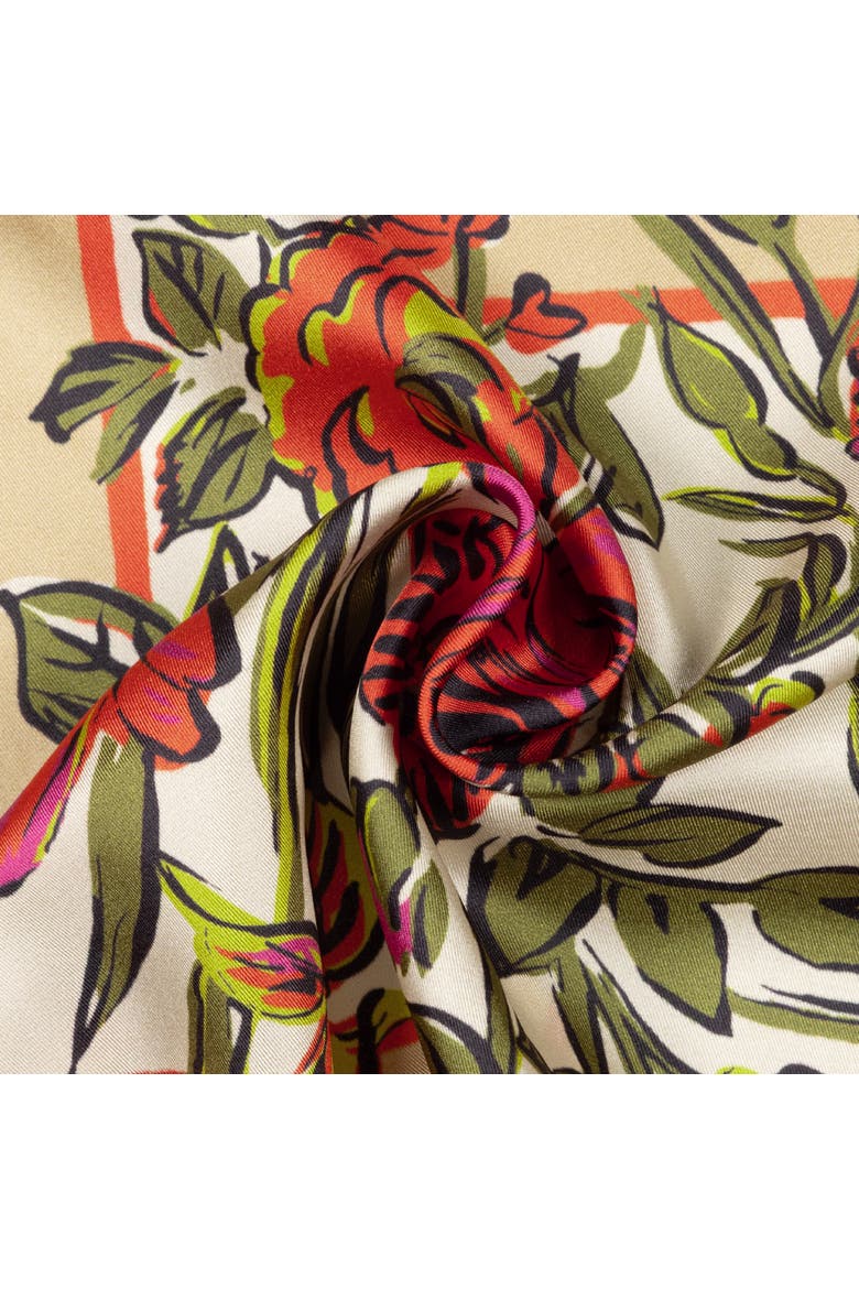 Cottage Bouquet Silk Bandana, Alternate, color, Orange Spice