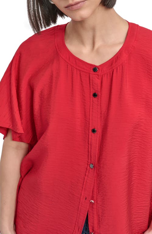 Dkny Textured Voile Button-up Shirt In Red
