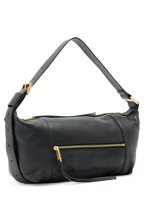 Allsaints Womens Black Vega Leather Shoulder Bag In Black