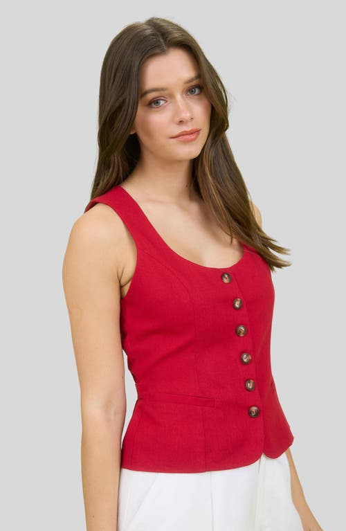 Blu Pepper Scoop Neck Button Front Vest In Red