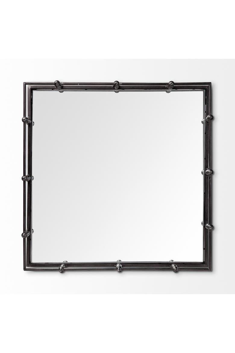 Christa Metal Mirrored Base Square Tray, Alternate, color, Black