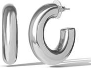 Jessica Simpson Mini Chunky Silver Hoop Earrings