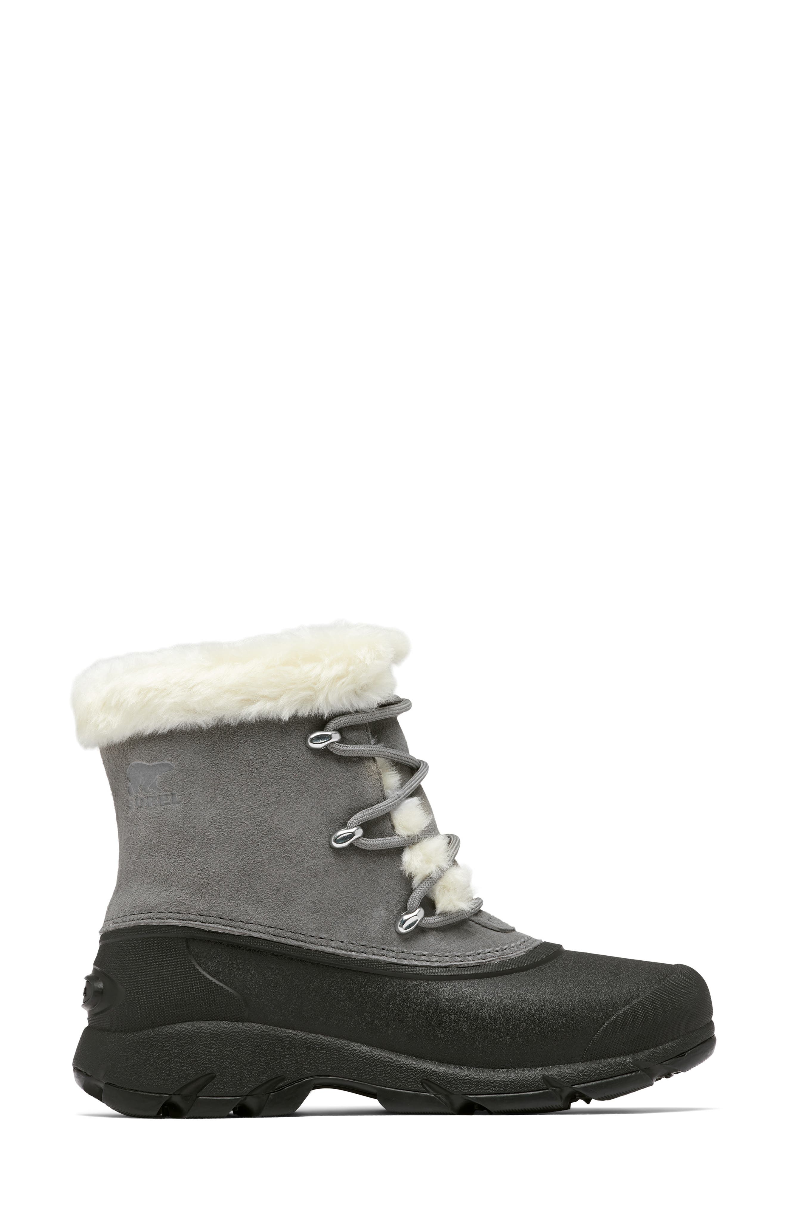 Snow Angel Faux Fur Detail Waterproof Boot, Alternate, color, QUARRY/ BLACK
