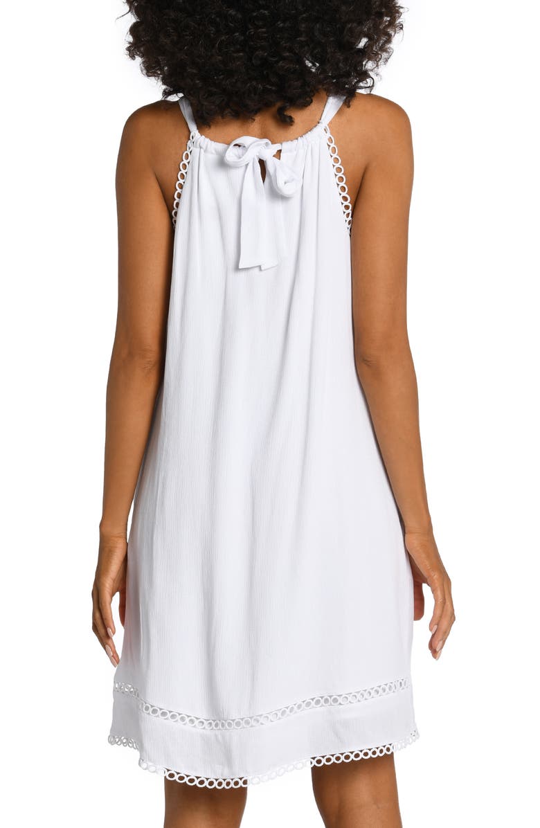 La Blanca Illusion Crinkle Cover-Up Dress, Alternate, color, White