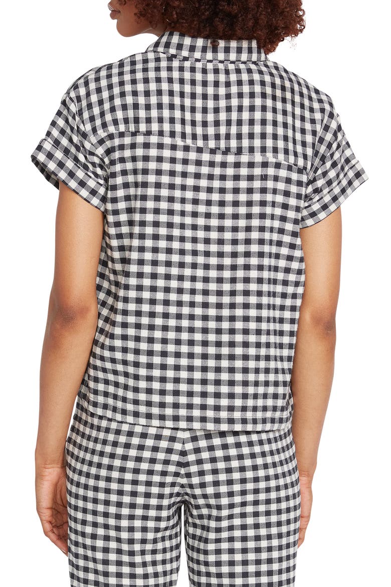 x Coco Ho Gingham Short Sleeve Button-Up Shirt, Alternate, color, ASH