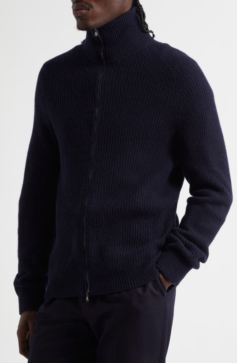Thom Sweeney Fisherman Cashmere Zip Cardigan, Alternate, color, Navy