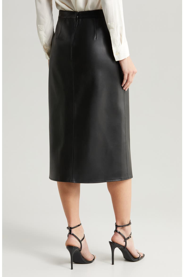 Milann Faux Leather Midi Skirt, Alternate, color, BLACK/ LIGHT GOLD