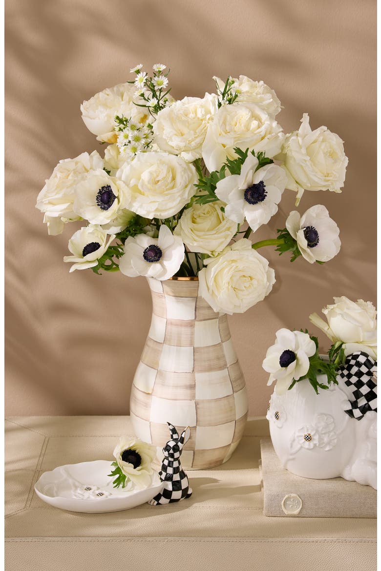 Mocha Check Enameled Steel Tall Vase, Alternate, color, MOCHA