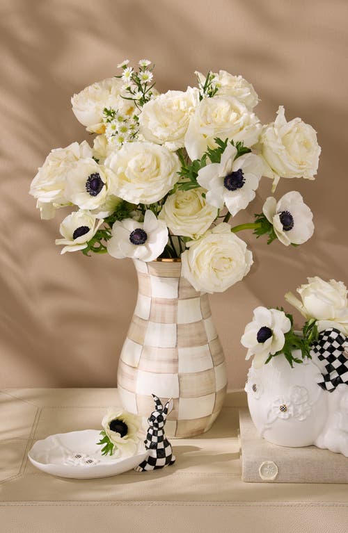 Mackenzie-childs Mackenzie Childs Mocha Check Enameled Steel Tall Vase In Brown