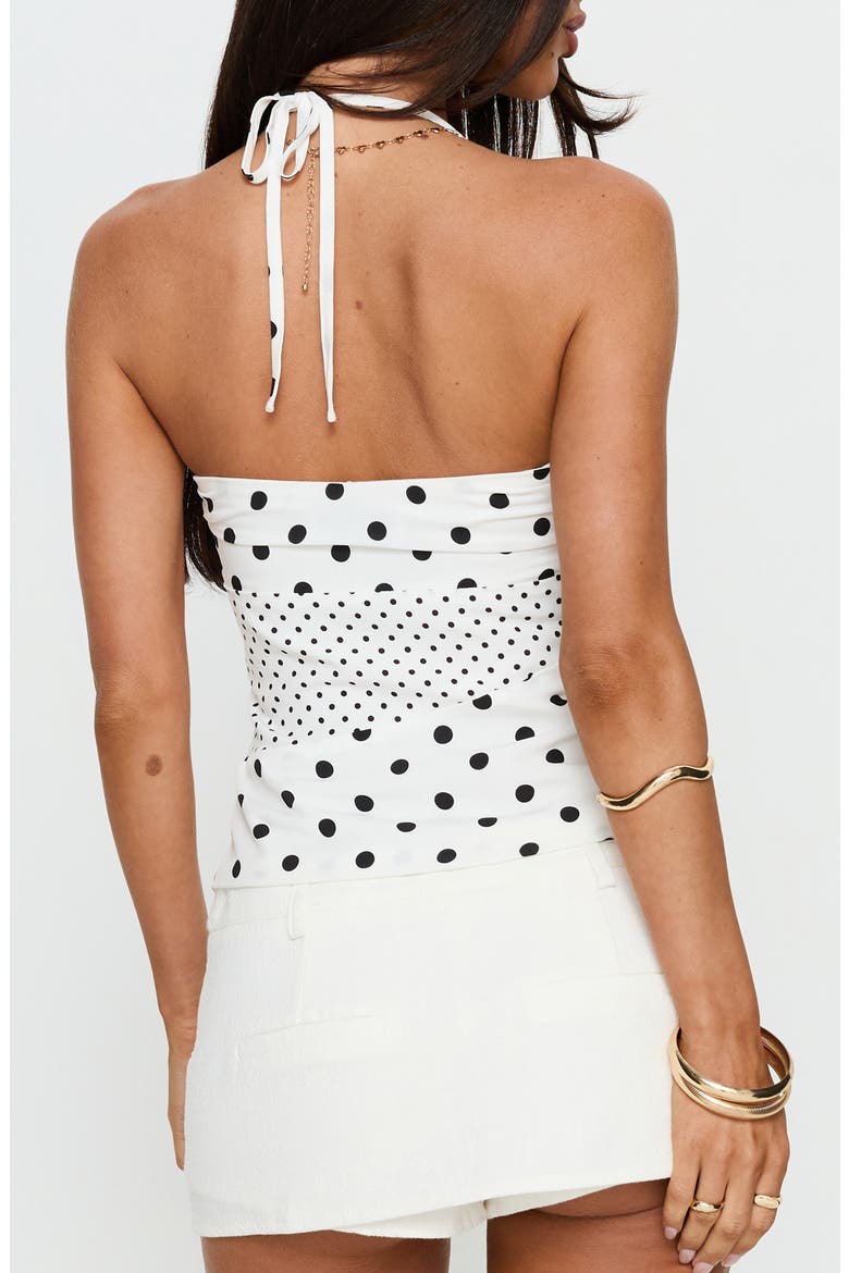 Marguerite Polka Dot Halter Top, Alternate, color, WHITE POLKA