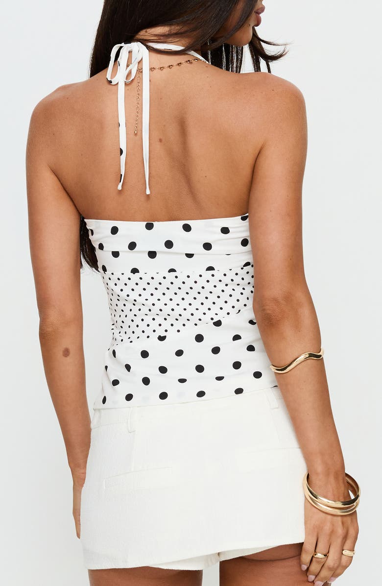 Princess Polly Marguerite Polka Dot Halter Top, Alternate, color, White Polka