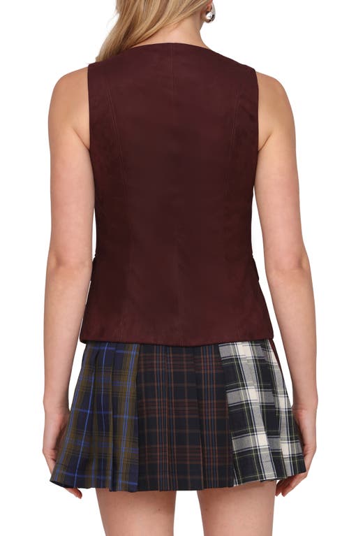 Avec Les Filles Faux Suede Vest In Burgundy