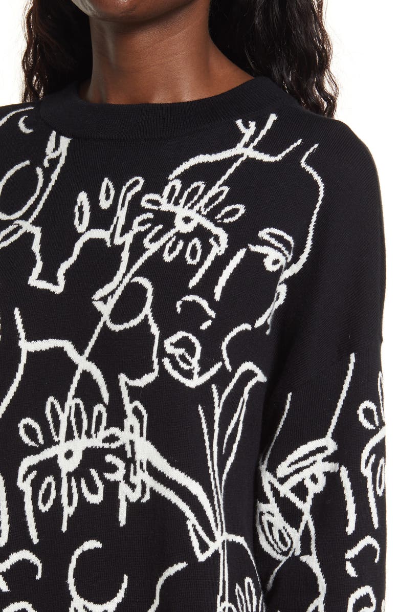 Nordstrom Cristina Martinez Intarsia Floral Long Sleeve Sweater Dress, Alternate, color,