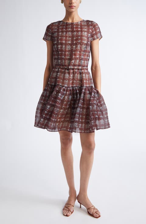 Textured Plaid Drop Waist Dress