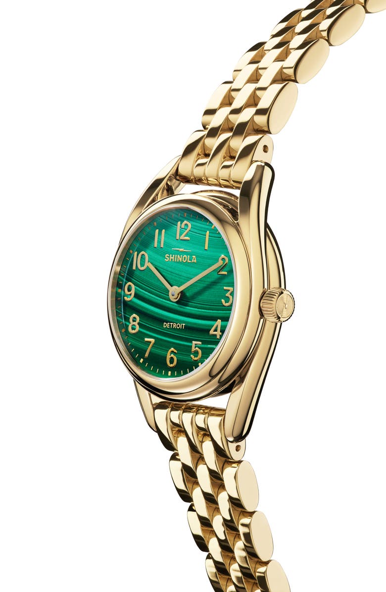 Shinola Derby Bracelet Watch, 30.5mm, Alternate, color, Malachite