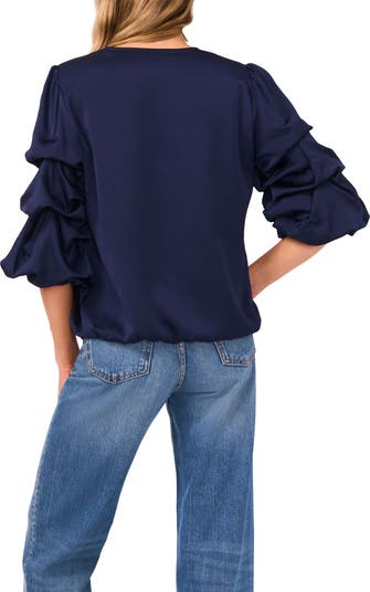 V-Neck Bubble Sleeve Top